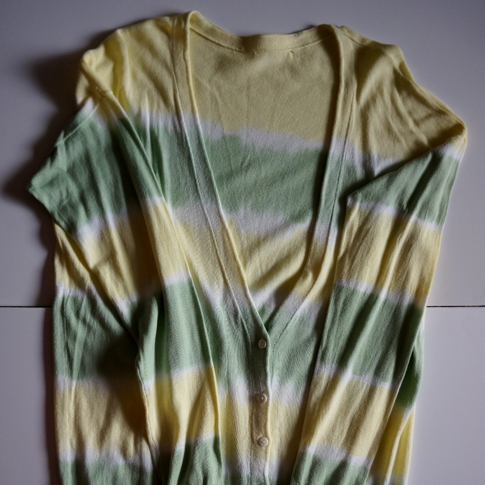 August silk yellow green ombre stripe Cardigans